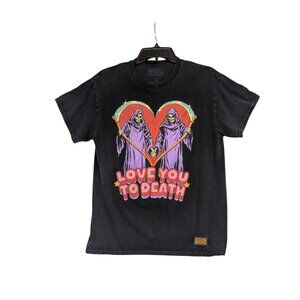 Steven Rhodes "Love You To Death" Graphic Tee Medium Black Cotton